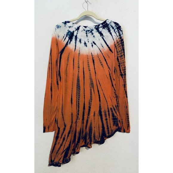 XCVI Top Womens Medium BrightTie Dye Asymmetric Chiffon Hem Tunic Boho Beachy - Picture 4 of 8